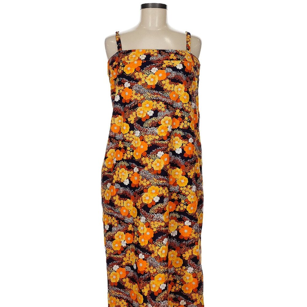 Miss Dior Vintage Orange Floral Sleeveless Dress Size:9